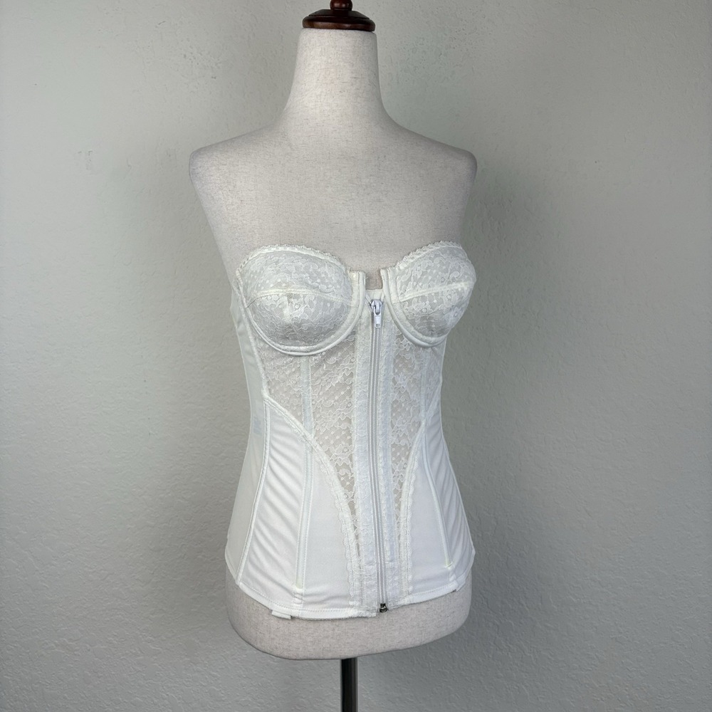 Y2K Vintage Frederick's of Hollywood Corset Bustier 34b White Victorian Widow
